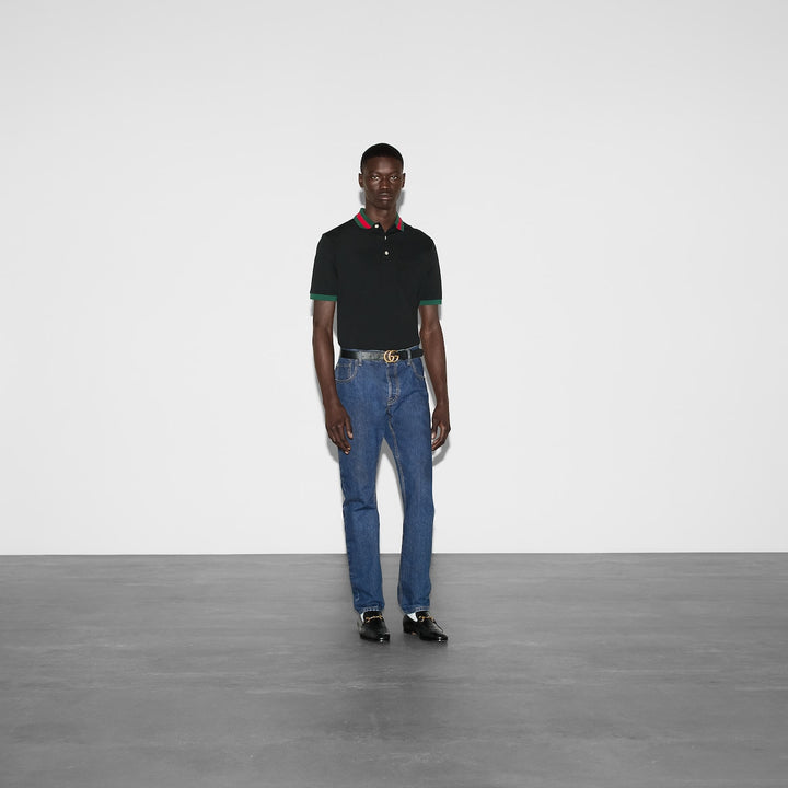 Gucci COTTON PIQUET POLO WITH WEB COLLAR