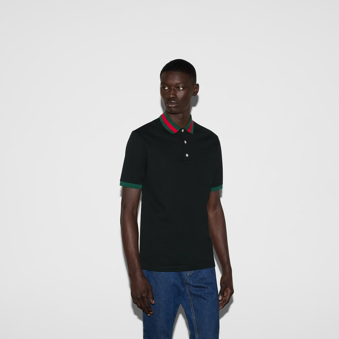 Gucci COTTON PIQUET POLO WITH WEB COLLAR