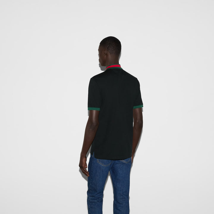 Gucci COTTON PIQUET POLO WITH WEB COLLAR