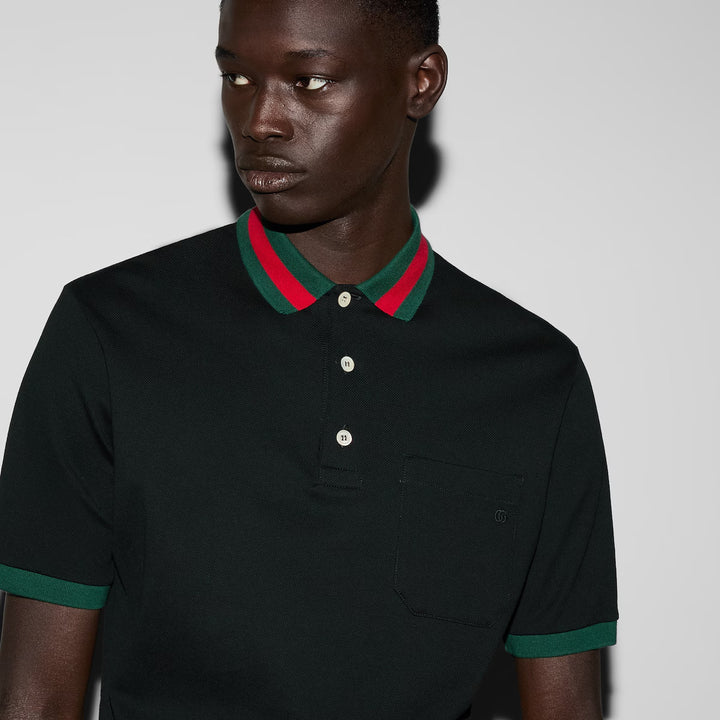 Gucci COTTON PIQUET POLO WITH WEB COLLAR