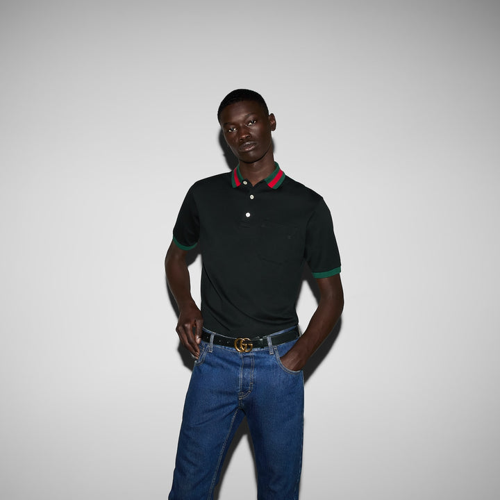 Gucci COTTON PIQUET POLO WITH WEB COLLAR
