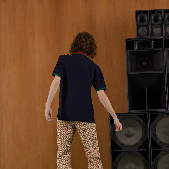 Gucci COTTON PIQUET POLO WITH WEB COLLAR