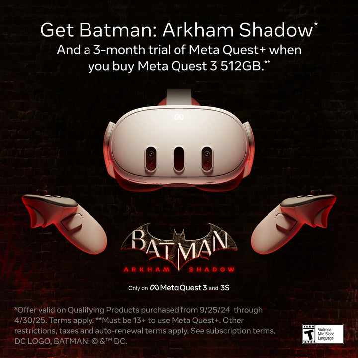 Meta Quest 3 512GB – Get Batman: Arkham Shadow and a 3-Month Trial of Meta Horizon+ Included – All-in-One Headset