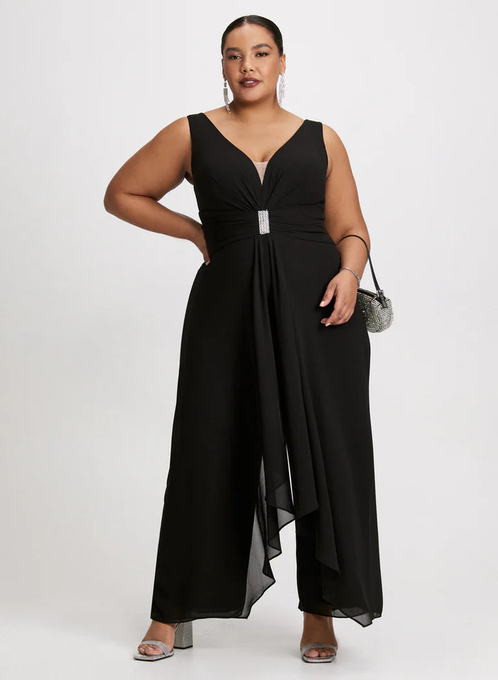 LAURA Sleeveless Deep V-Neck Jumpsuit