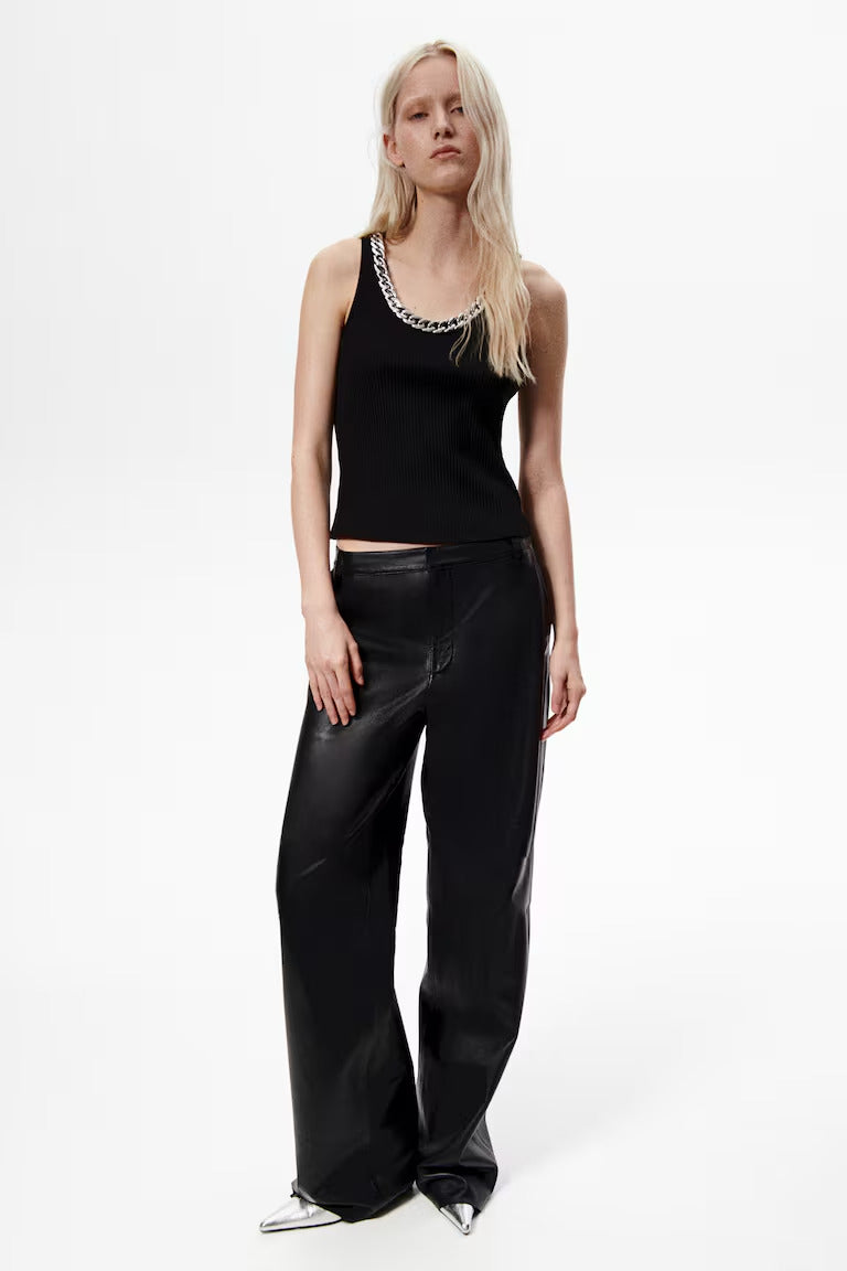 H&M Ribbed Chain-Detail Sleeveless Top