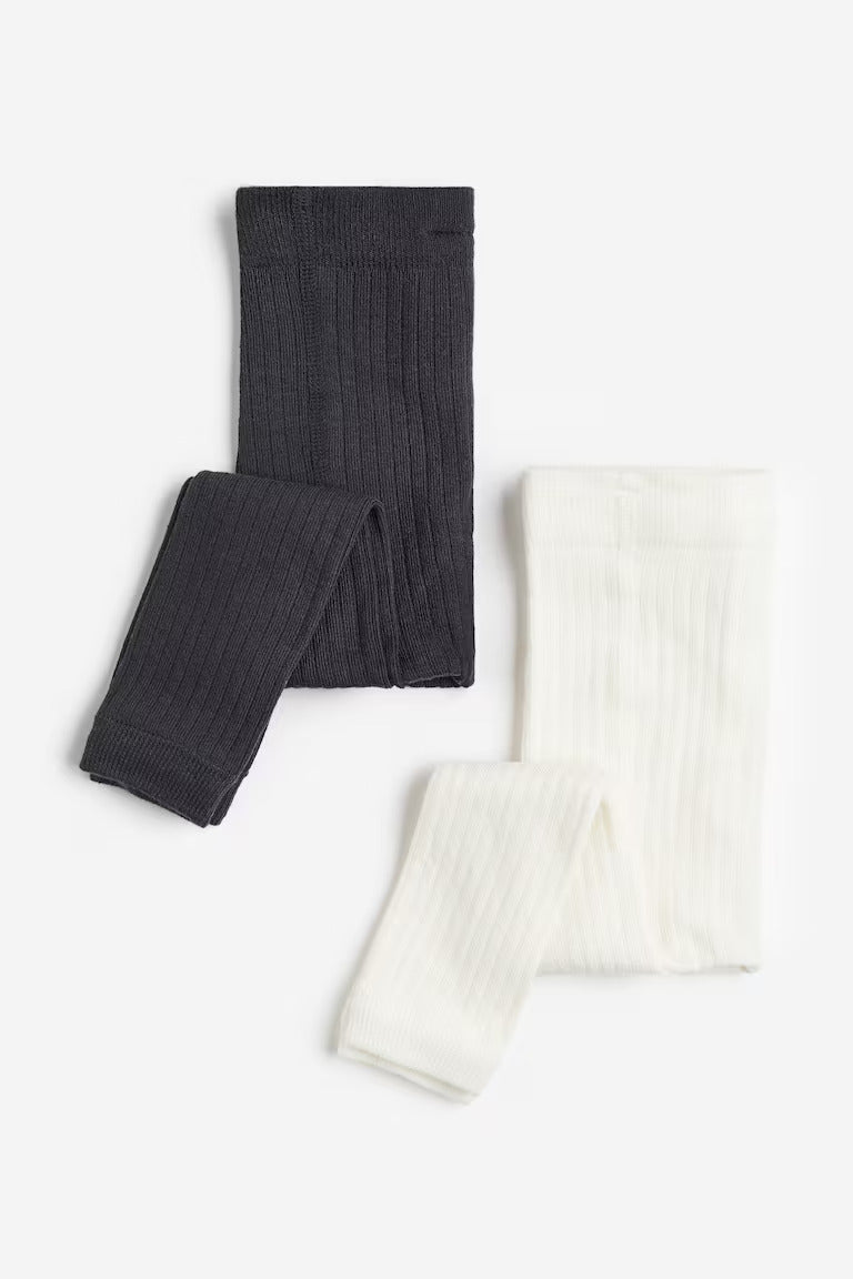 H&M 2-pack Ribbed Footless Tights