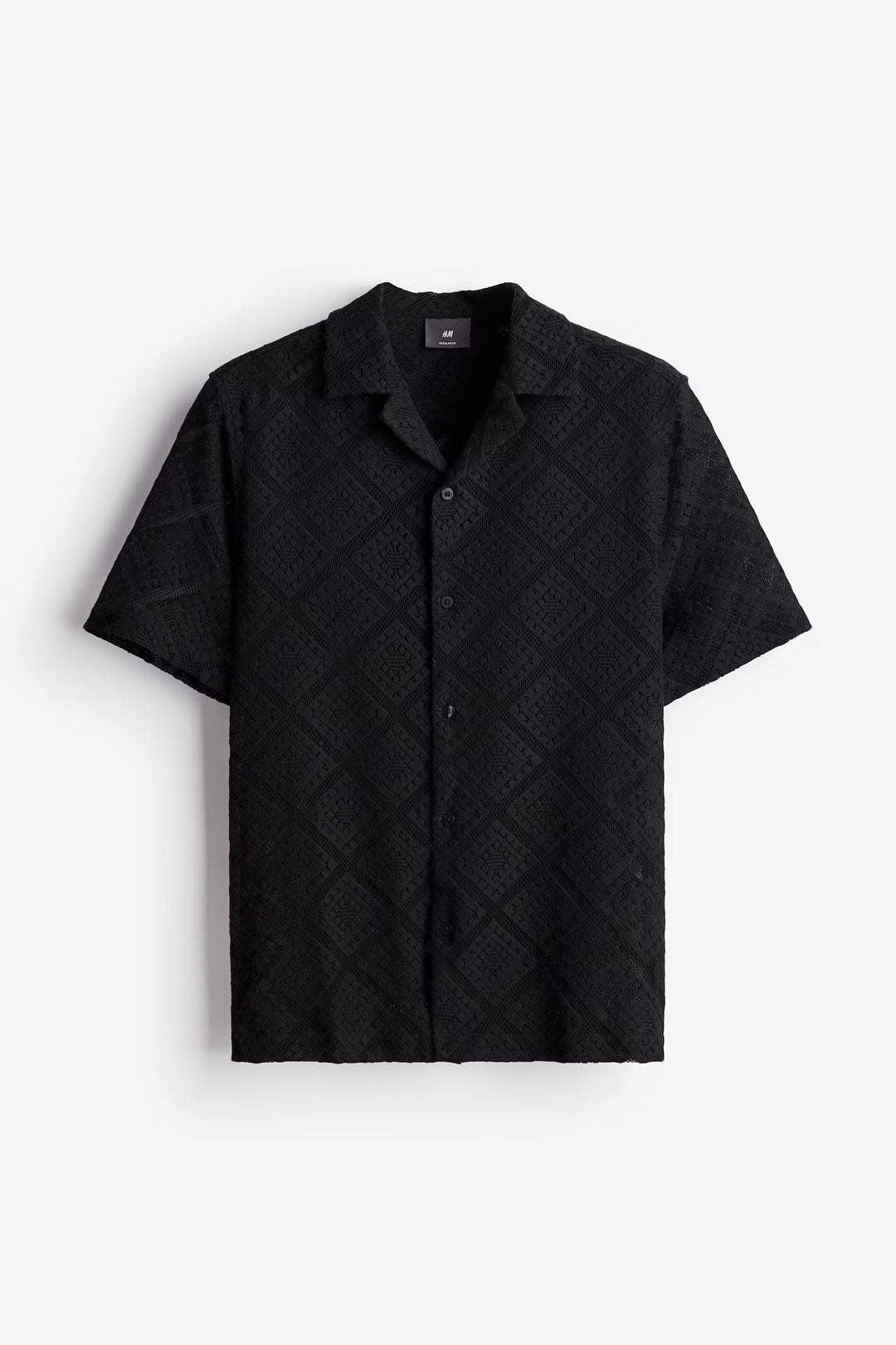 H&M Regular Fit Crochet-look Resort Shirt