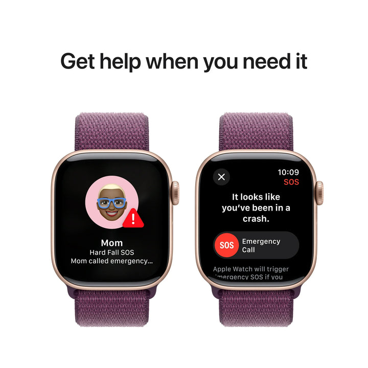 Apple Watch Series 10 GPS + Cellular 46mm Rose Gold Aluminum Case with Plum Sport Loop