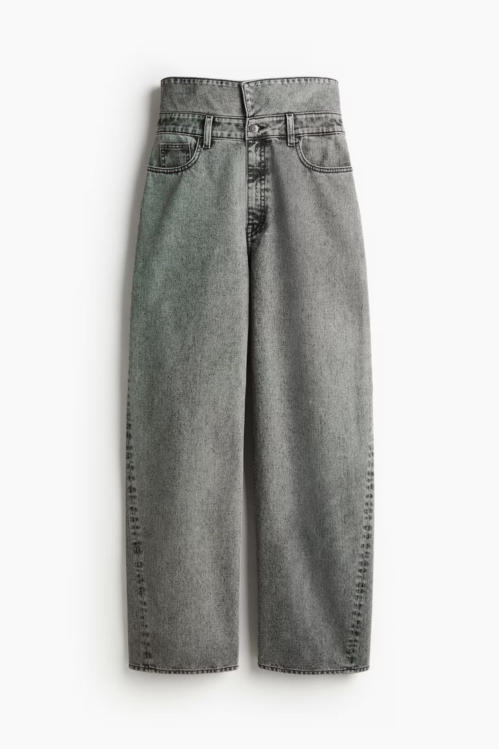 H&M Wide-Leg Paper-Bag Jeans