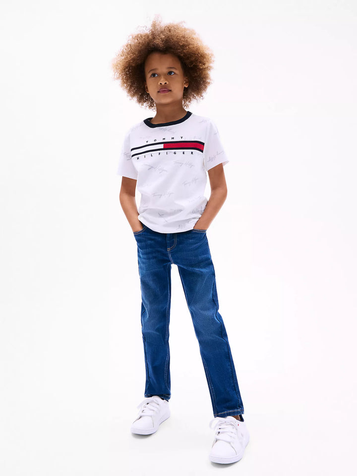 Tommy Hilfiger Kids' Signature Flag Stripe Logo T-Shirt