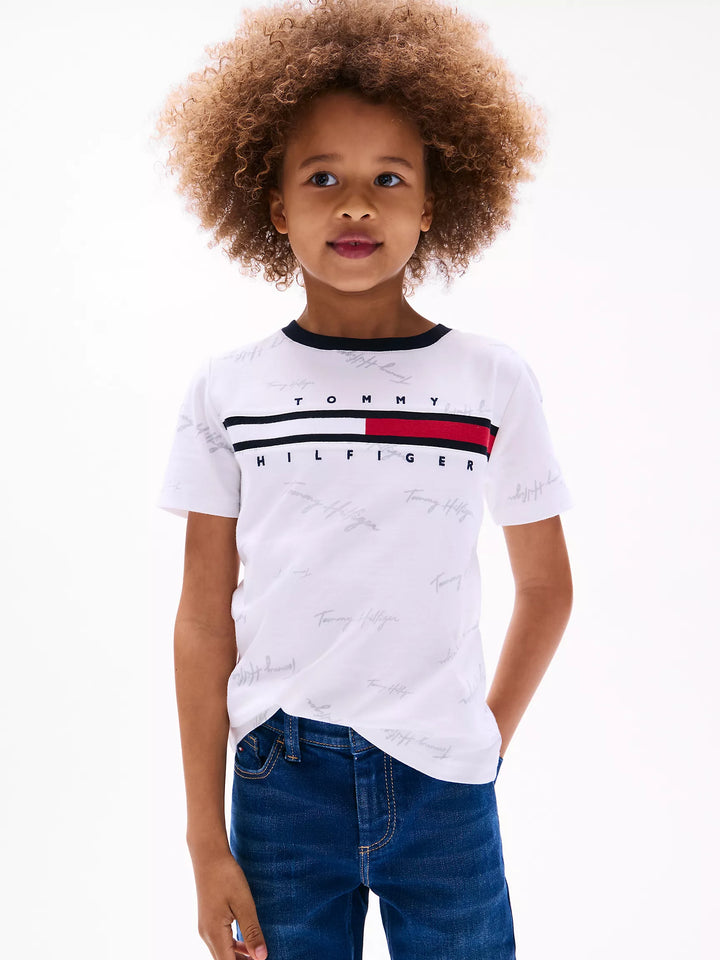 Tommy Hilfiger Kids' Signature Flag Stripe Logo T-Shirt