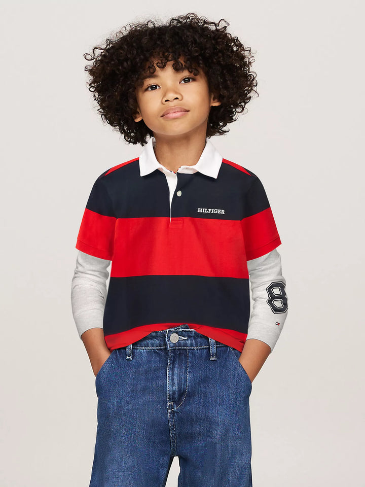 Tommy Hilfiger Kids' Long-Sleeve Rugby Stripe Polo