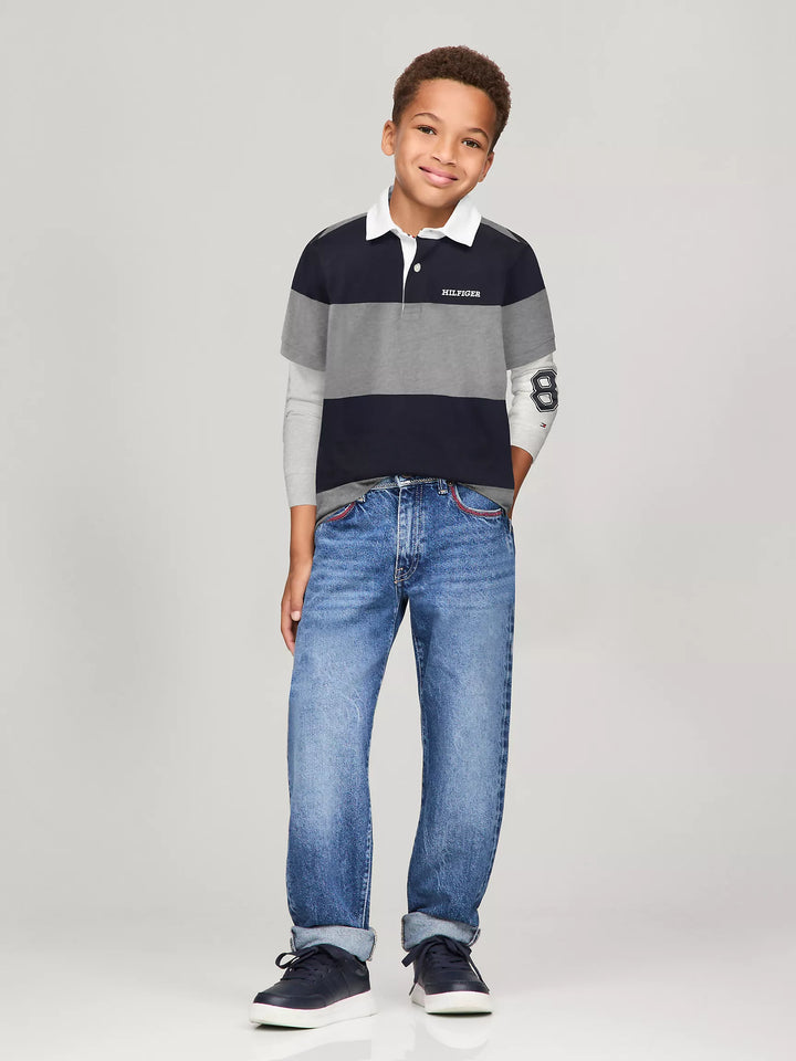 Tommy Hilfiger Kids' Long-Sleeve Rugby Stripe Polo