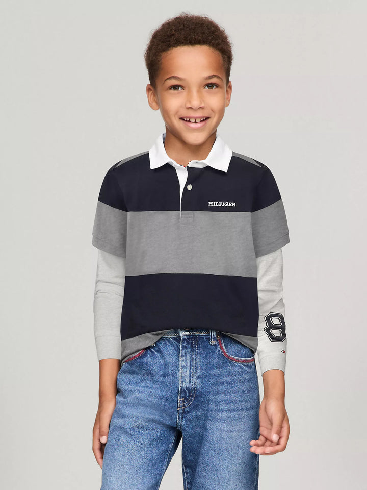 Tommy Hilfiger Kids' Long-Sleeve Rugby Stripe Polo