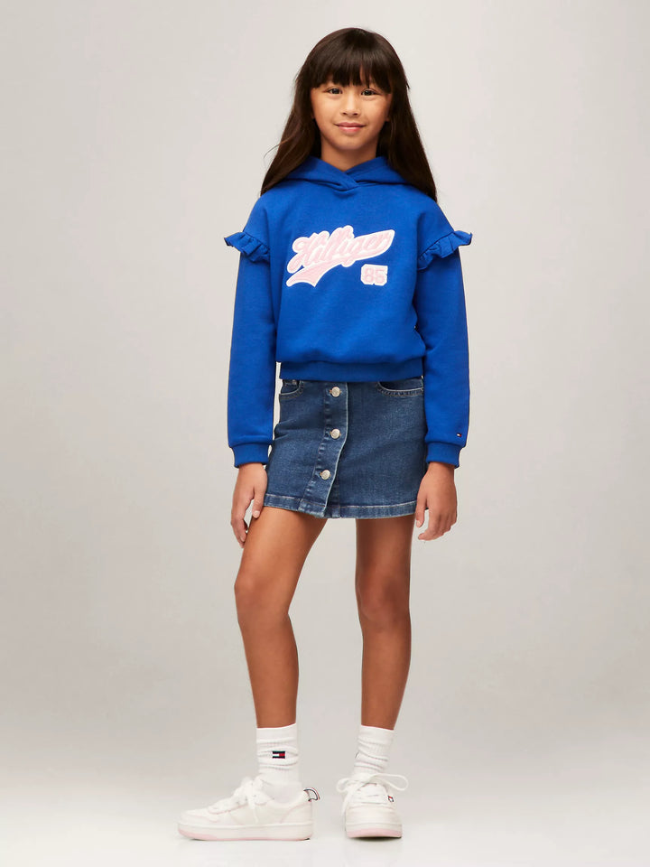 Tommy Hilfiger Kids' Hilfiger Script Logo Ruffle Hoodie
