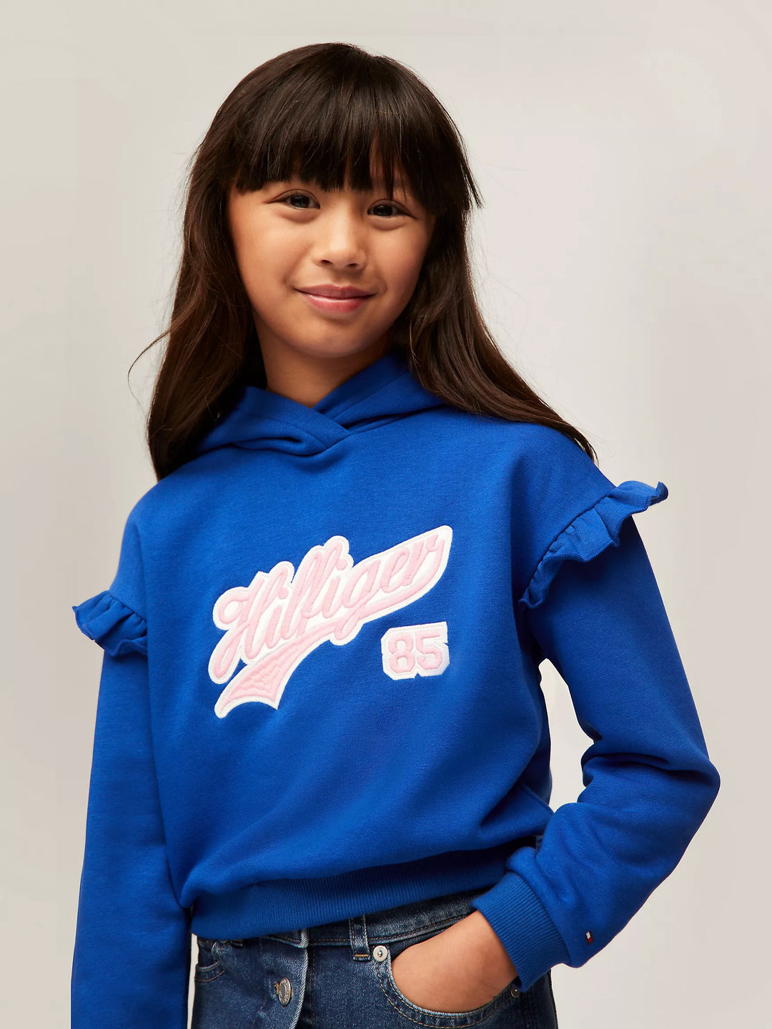 Tommy Hilfiger Kids' Hilfiger Script Logo Ruffle Hoodie