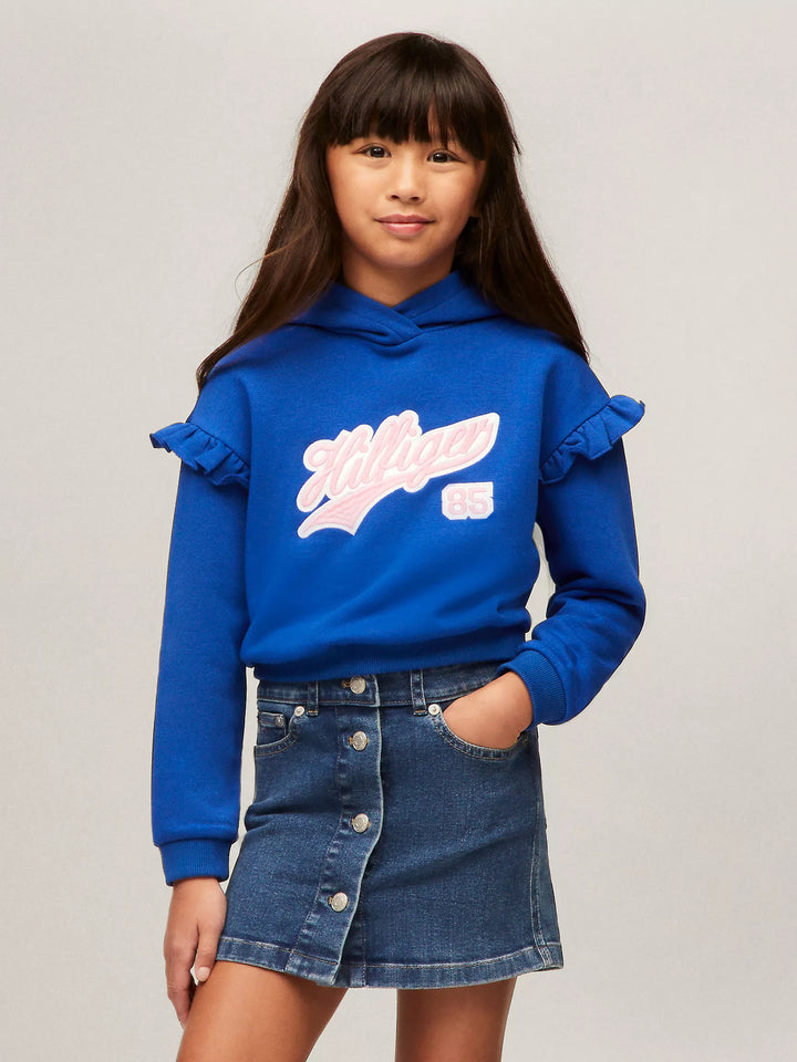 Tommy Hilfiger Kids' Hilfiger Script Logo Ruffle Hoodie