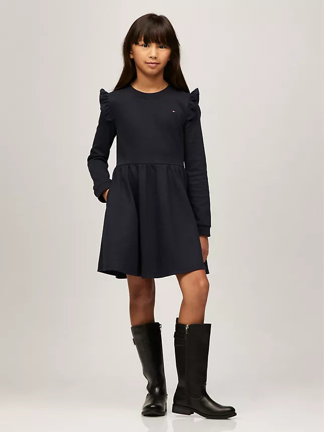Tommy Hilfiger Kids' Punto Long-Sleeve Ruffle Dress
