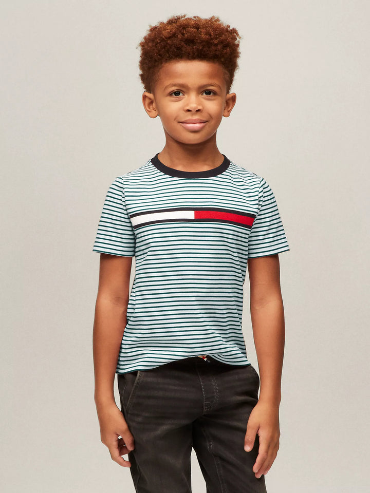 Tommy Hilfiger Kids' Flag Logo Stripe T-Shirt