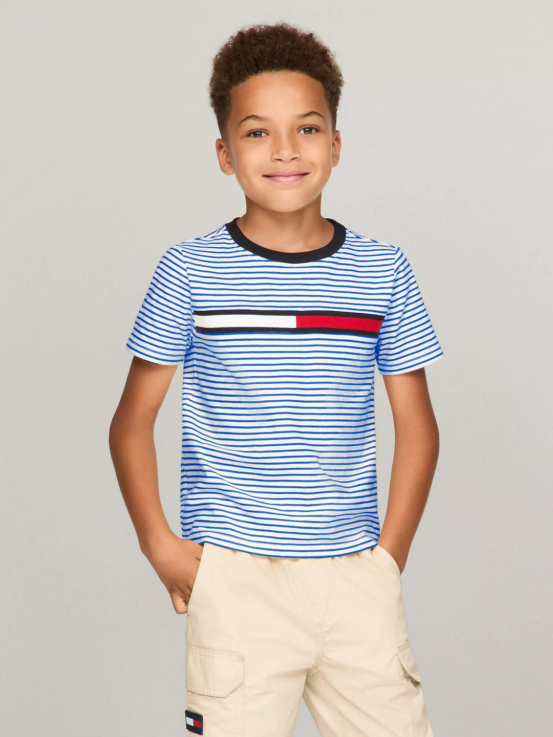 Tommy Hilfiger Kids' Flag Logo Stripe T-Shirt