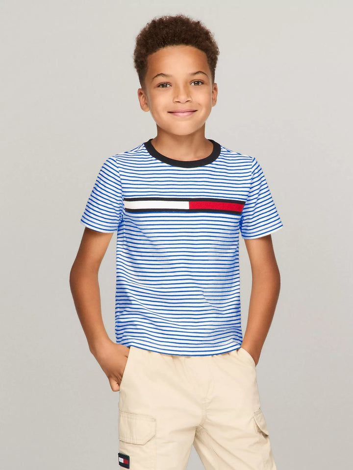 Tommy Hilfiger Kids' Flag Logo Stripe T-Shirt
