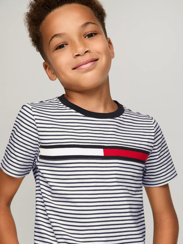 Tommy Hilfiger Kids' Flag Logo Stripe T-Shirt