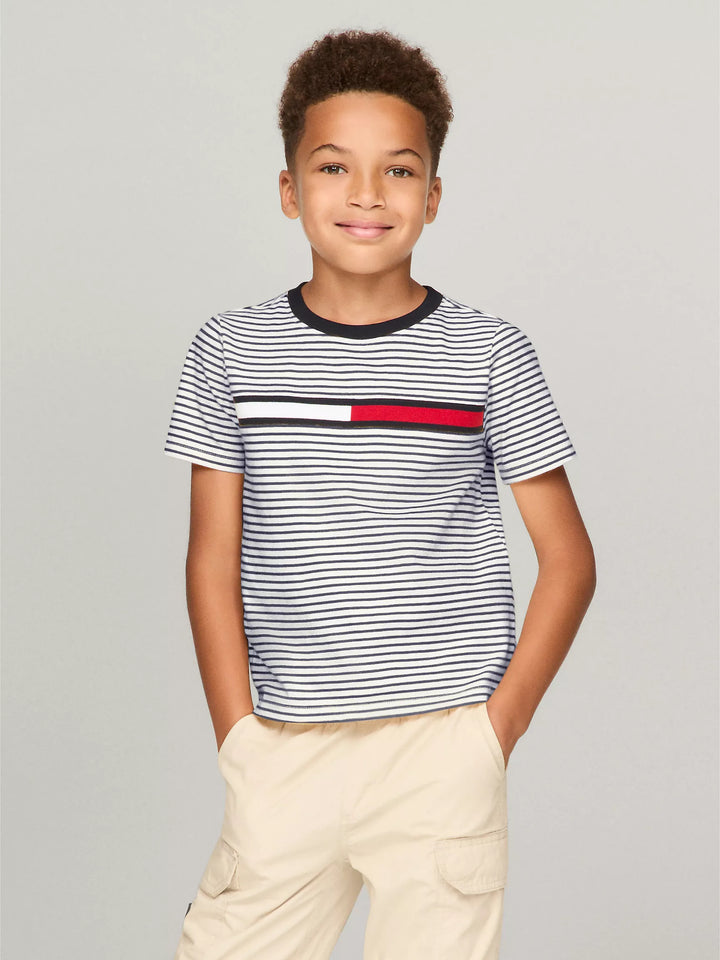 Tommy Hilfiger Kids' Flag Logo Stripe T-Shirt