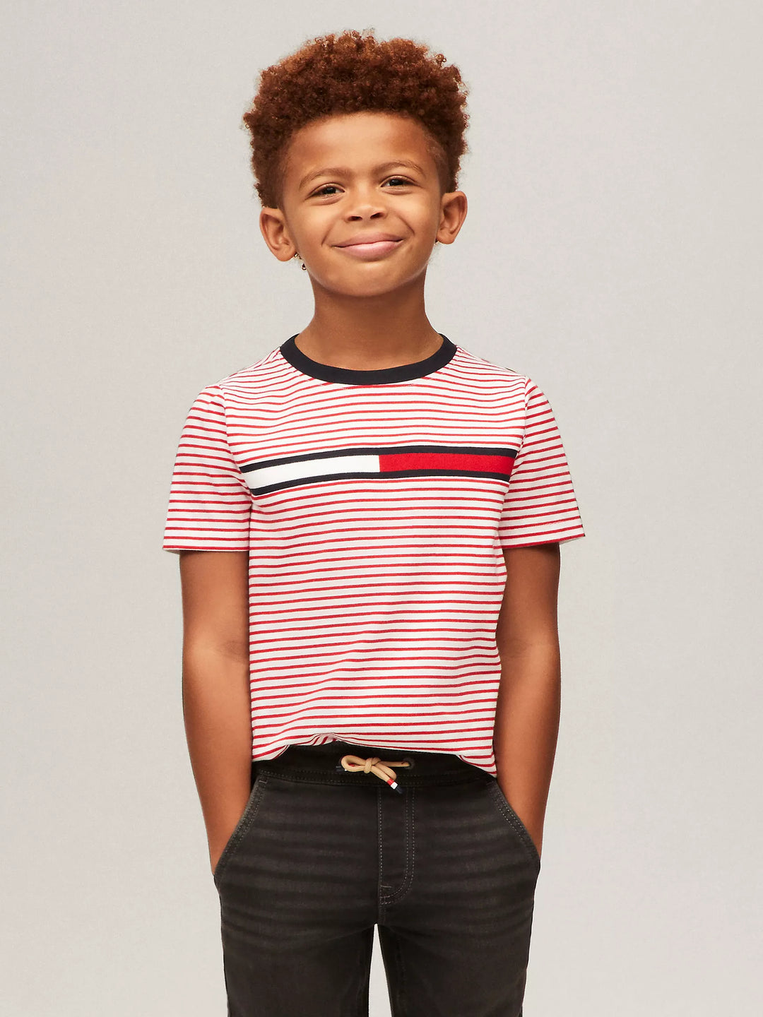 Tommy Hilfiger Kids' Flag Logo Stripe T-Shirt