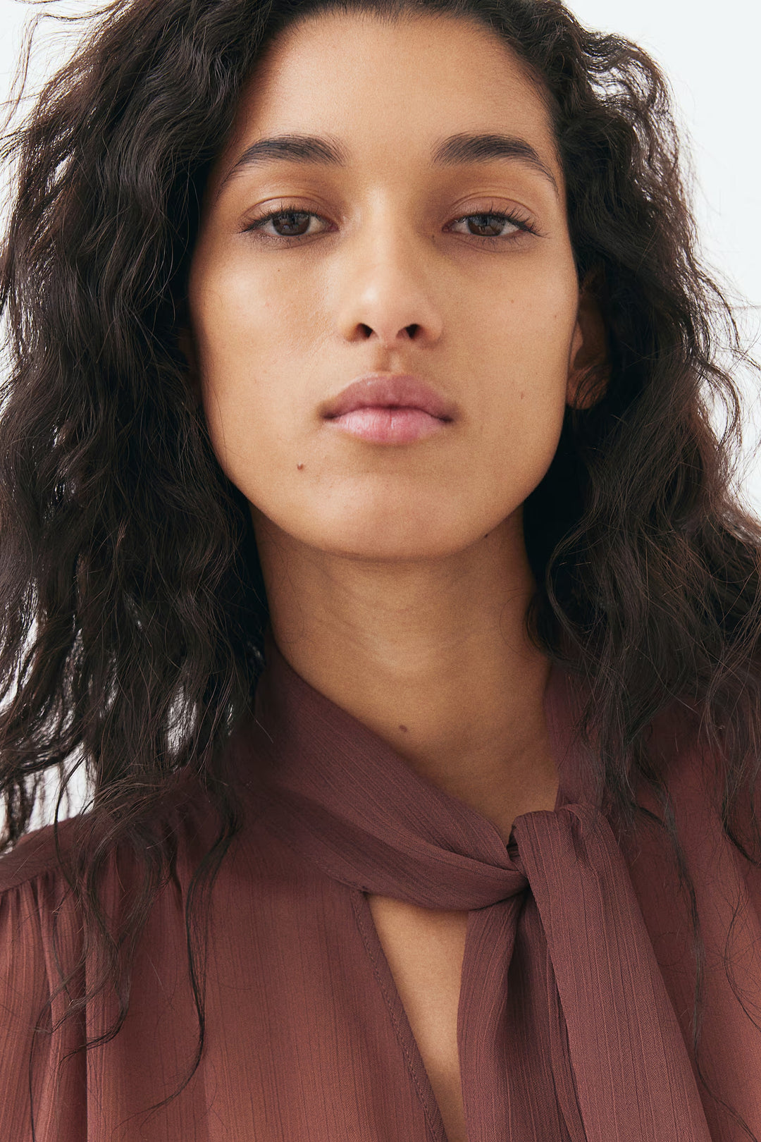 H&M Tie-Neck Chiffon Blouse