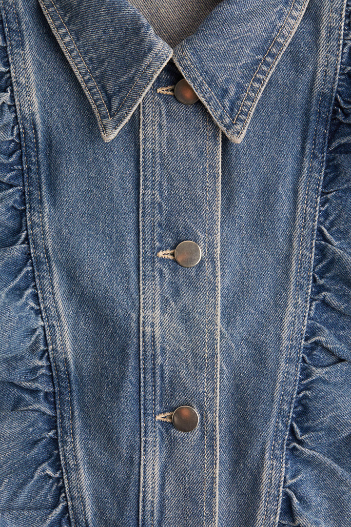 H&M Ruffle-Trimmed Denim Jacket