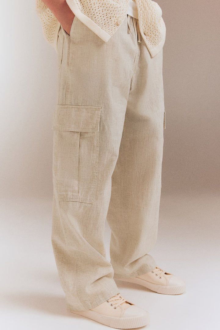 H&M Linen-blend Cargo Joggers
