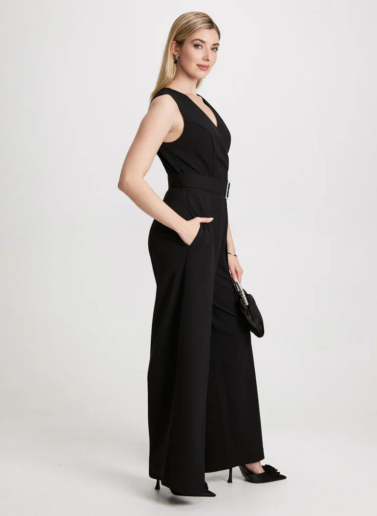LAURA Crepe Belted Sleeveless Jumpsuit