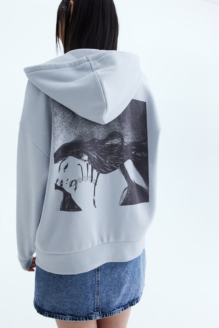 H&M Oversized Hooded Jacket with Motif