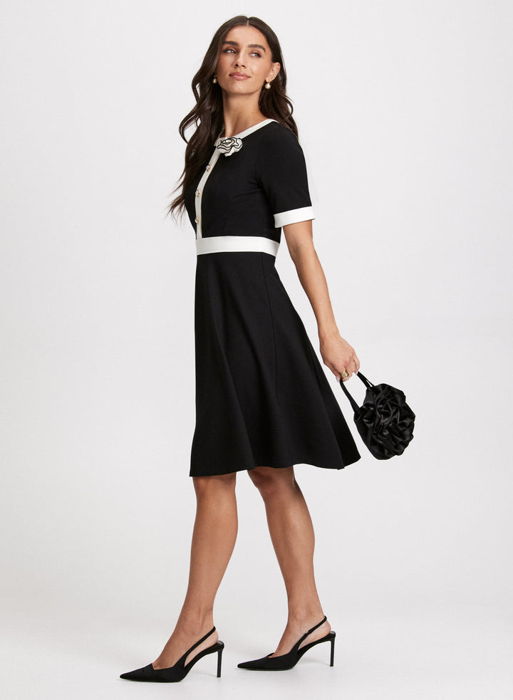 LAURA Rosette Embellished Knit Dress