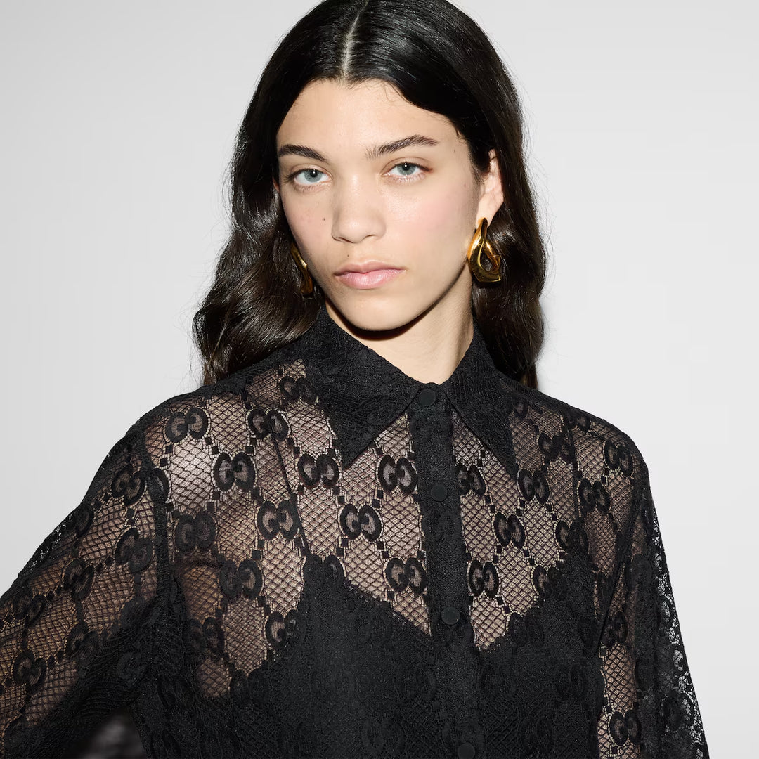 GUCCI LACE COLLARED SHIRT