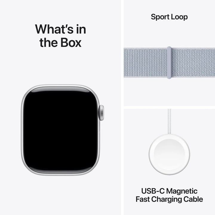 Apple Watch Series 10 GPS + Cellular 46mm Silver Aluminum Case with Blue Cloud Sport Loop