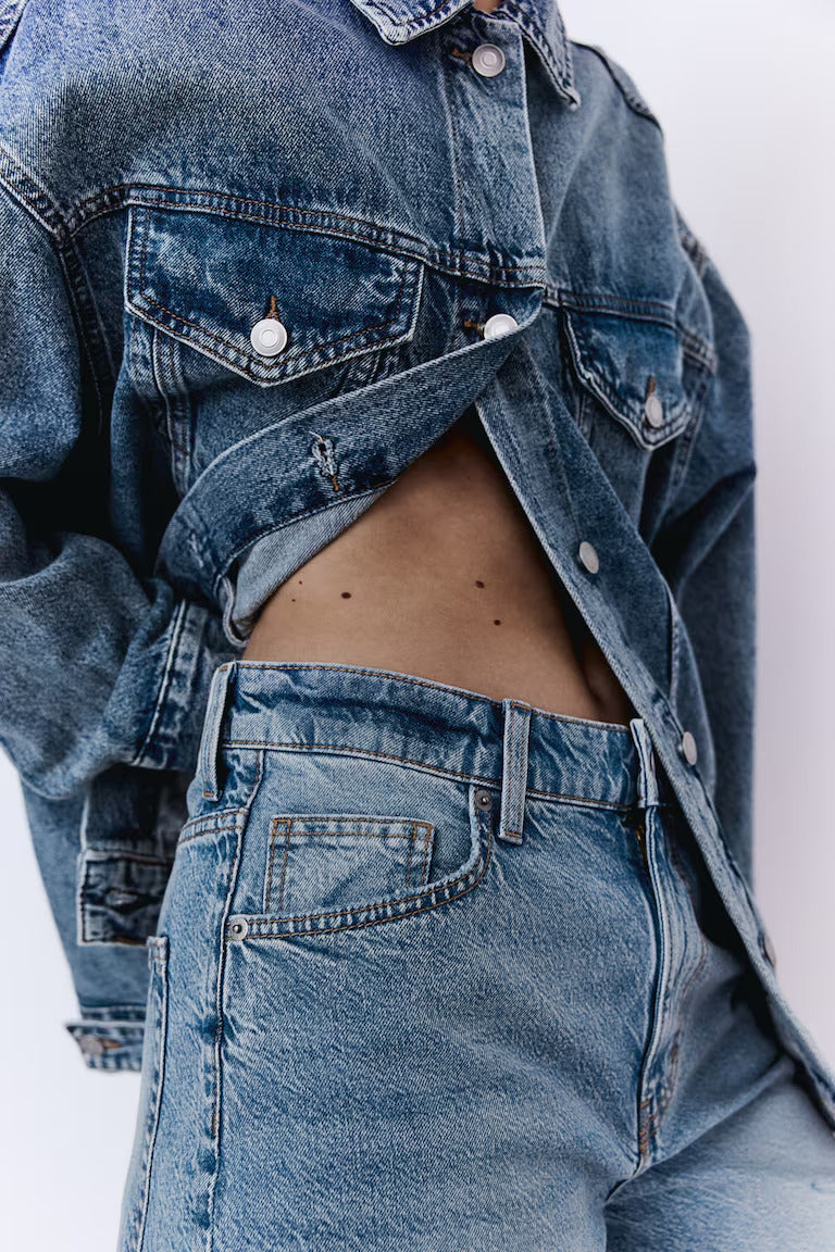 H&M HIGH BERMUDA DENIM SHORTS