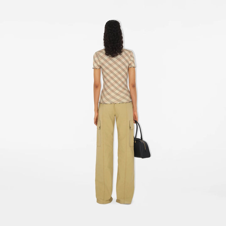 Burberry Check Stretch Cotton T-shirt