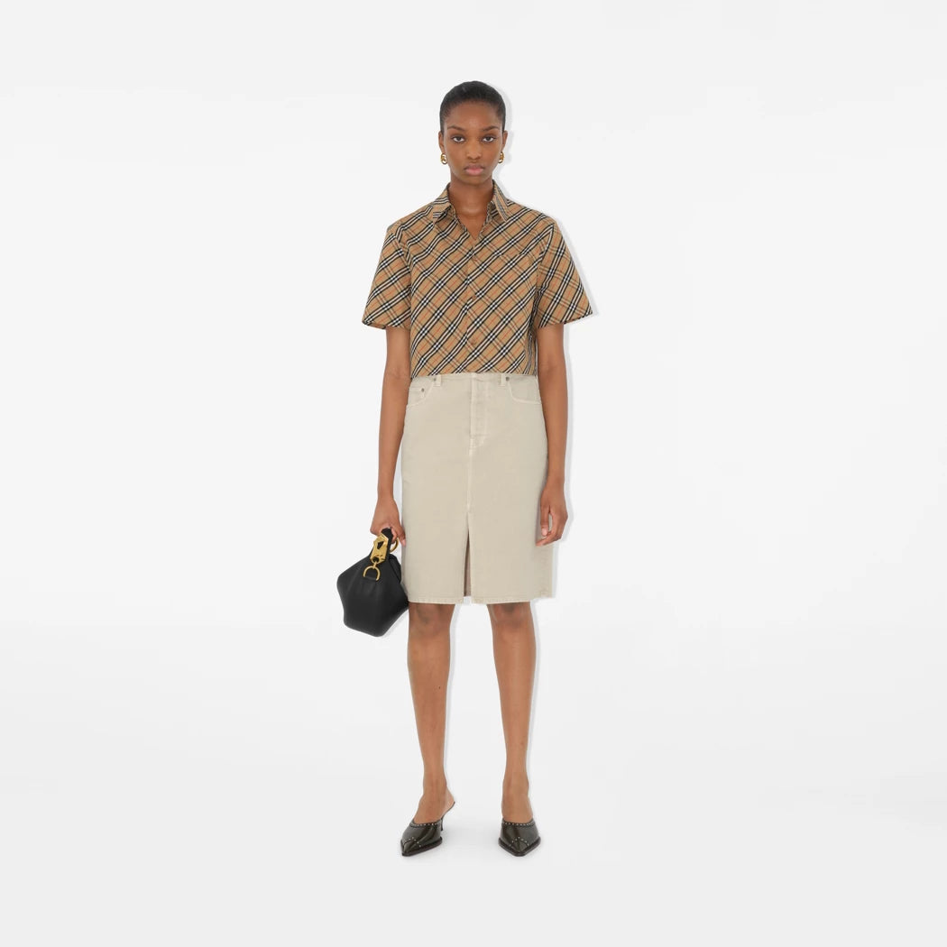 Burberry Cropped Check Cotton Shirt