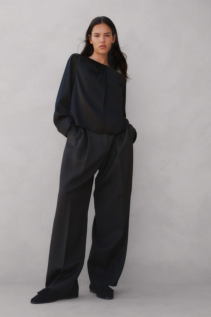 H&M Pleat-Detail Satin Blouse