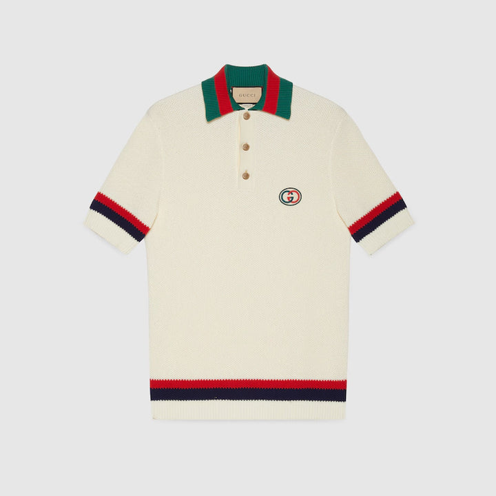Gucci KNIT COTTON POLO SHIRT WITH WEB