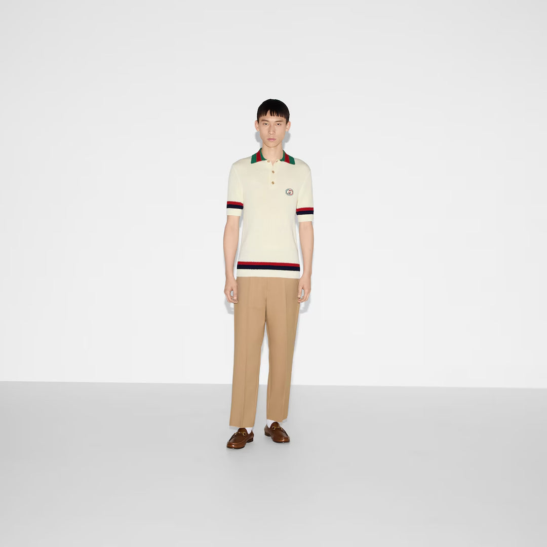 Gucci KNIT COTTON POLO SHIRT WITH WEB