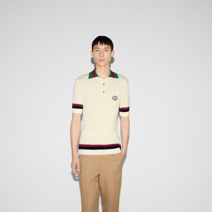 Gucci KNIT COTTON POLO SHIRT WITH WEB