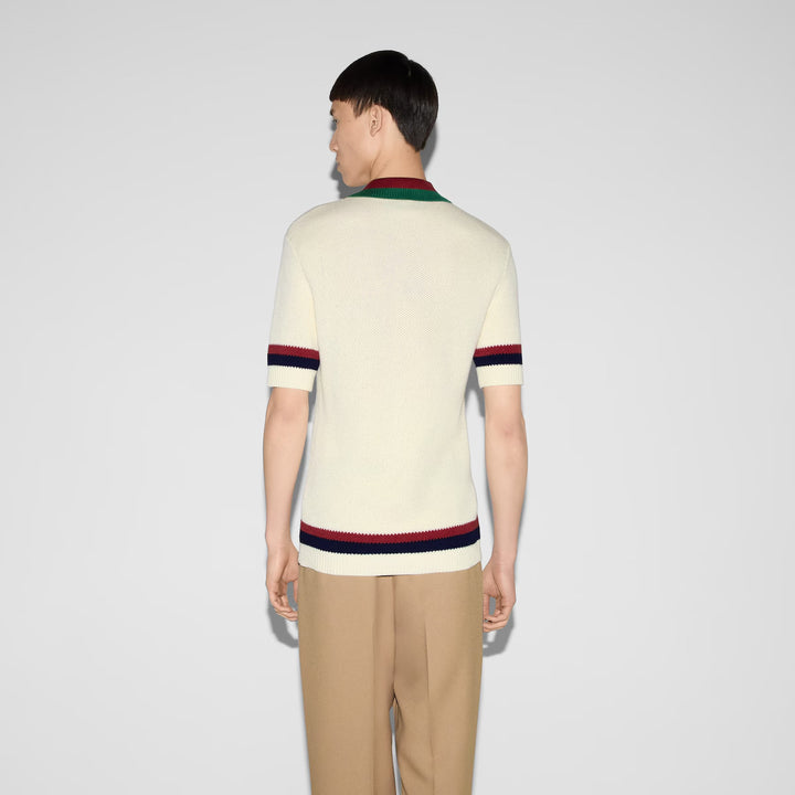 Gucci KNIT COTTON POLO SHIRT WITH WEB