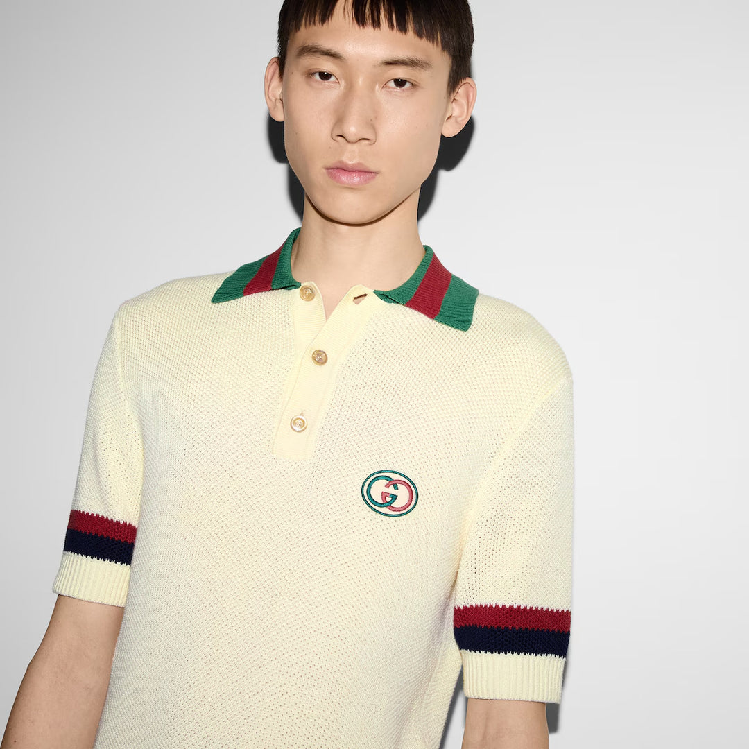 Gucci KNIT COTTON POLO SHIRT WITH WEB