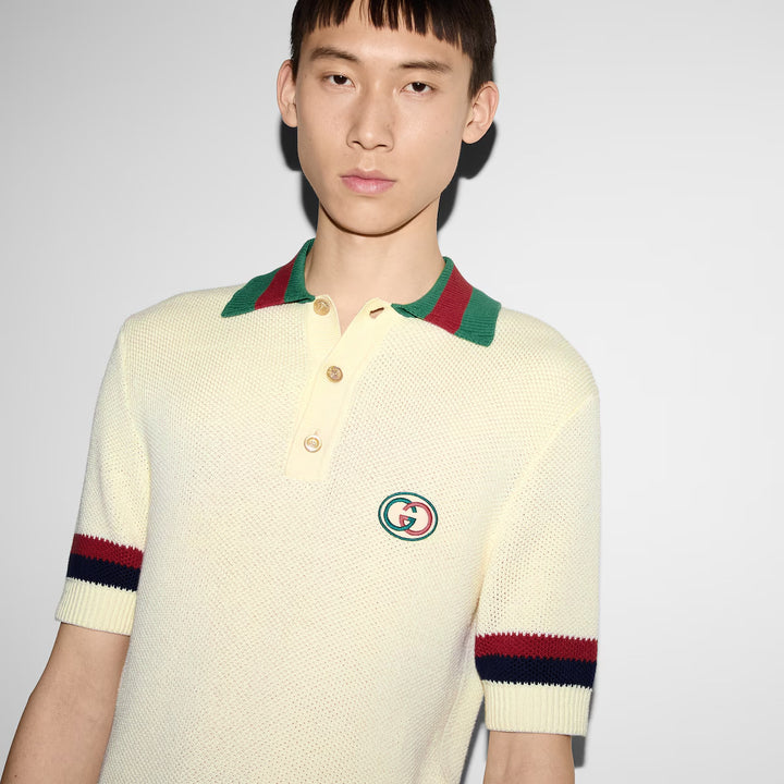 Gucci KNIT COTTON POLO SHIRT WITH WEB