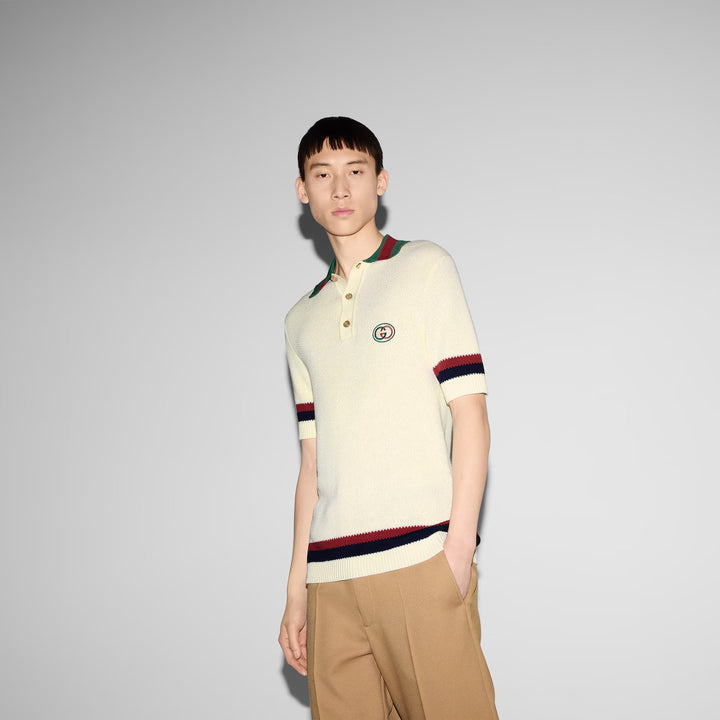 Gucci KNIT COTTON POLO SHIRT WITH WEB