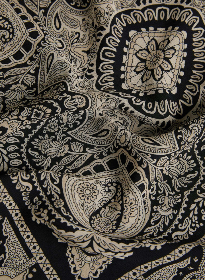 LAURA Scarf Print Mock Neck Blouse