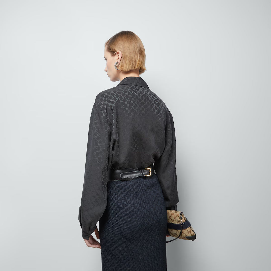 Gucci GG SILK CRÊPE SHIRT WITH NECK BOW