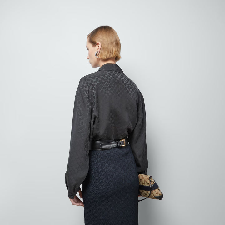Gucci GG SILK CRÊPE SHIRT WITH NECK BOW